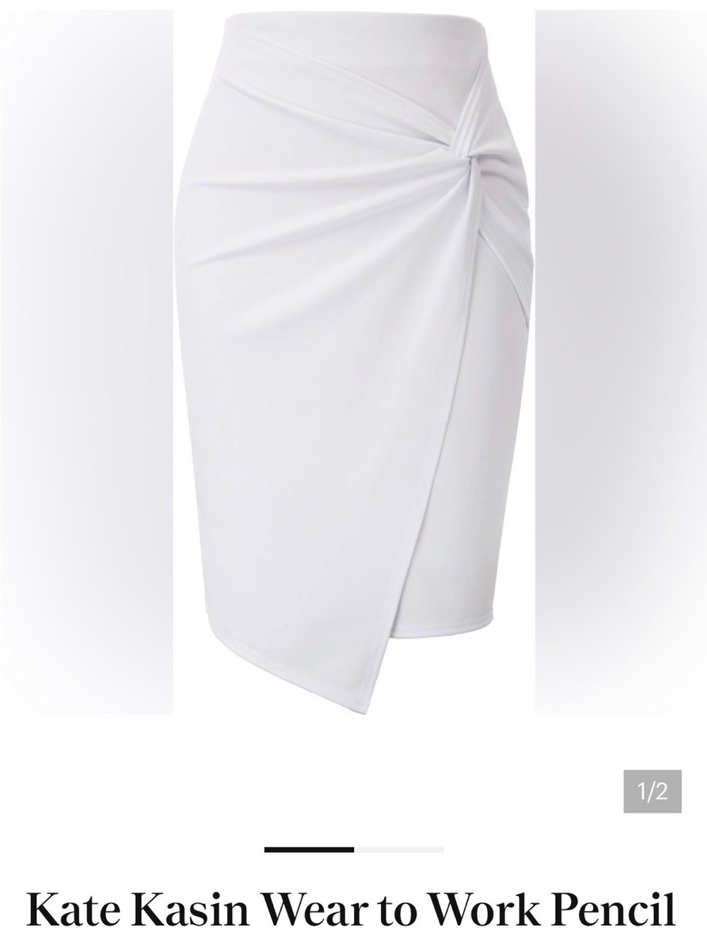 Kate Kasin White Knot-Detail Wrap Pencil Skirt